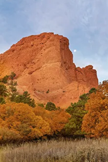 Garden Of The Gods Prints: USA, Colorado, Colorado Springs. Moonset over Garden of the Gods Park