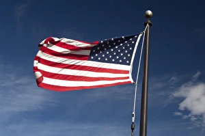 Plaque Prints: USA, Colorado, Colorado Springs. US Flag