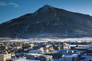 Images Dated 20th December 2011: USA, Colorado, Crested Butte, elevated town view, with Mount Crested Butte, morning