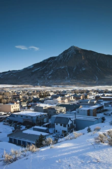 Images Dated 20th December 2011: USA, Colorado, Crested Butte, elevated town view, with Mount Crested Butte, morning