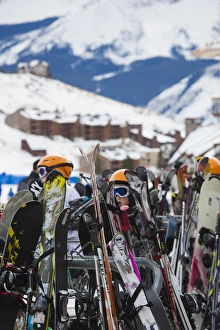 USA, Colorado, Crested Butte, Mount Crested Butte Ski Village, skis