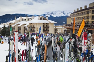 USA, Colorado, Crested Butte, Mount Crested Butte Ski Village, skis