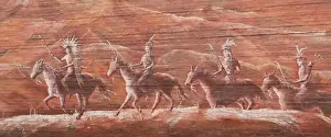 Images Dated 29th September 2014: USA, Colorado, Delta. Native-American scene decorates brick wall