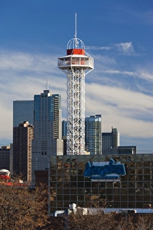 Images Dated 14th December 2011: USA, Colorado, Denver, city view from the west, late afternoon with Elitch Gardens