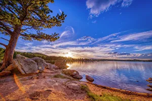 Fred J Prints: USA, Colorado, Dowdy Lake. Sunset on lake
