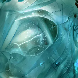 Aqua Prints: USA, Colorado, Fort Collins. Borosilicate marble close-up