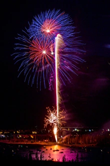 Dillon Reservoir Prints: USA, Colorado, Frisco, Dillon Reservoir. Fireworks display on July 4th. Credit as
