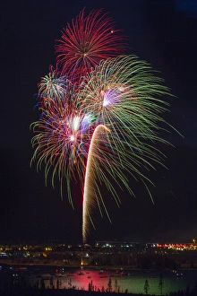 Images Dated 4th July 2013: USA, Colorado, Frisco, Dillon Reservoir. Fireworks display on July 4th. Credit as