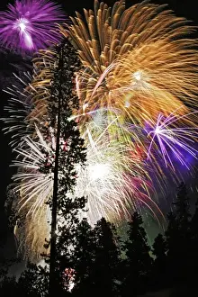 Exciting Prints: USA, Colorado, Frisco. Spectacular July 4th fireworks display. (composite) Credit as