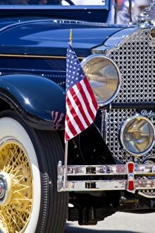 Cars Gallery: USA, Colorado, Frisco. Vintage Packard auto decorated with American flag in July