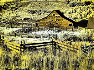 Dallas Divide Prints: USA, Colorado. Infrared of old barn along Last Dollar Road