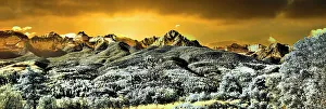 Glow Prints: USA, Colorado. Infrared of panorama of the Mount Snaffles range