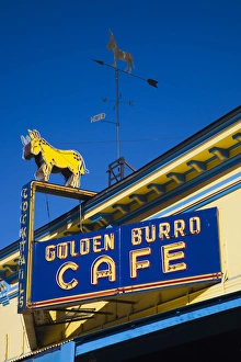 Downtown Prints: USA, Colorado, Leadville, sign for the Golden Burro cafe