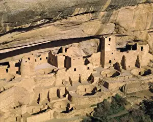Anasazi Prints: USA, Colorado, Mesa Verde NP. Visitors can get an overview of Cliff Palace at Mesa