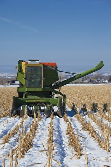 Images Dated 20th December 2011: USA, Colorado, Montrose, combine in snowy field