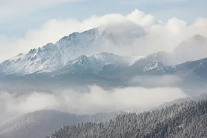 Weather Prints: USA, Colorado. Morning winter storm above Pikes Peak
