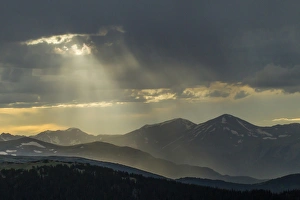 God Ray Prints: USA, Colorado, Mt. Evans. Landscape of virga rain and God rays