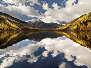 Crystal Lake Prints: USA, Colorado, Ouray, Fall reflections on Crystal Lake