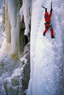 Holding Prints: USA, Colorado, Ouray. Ice Climbing. (MR)