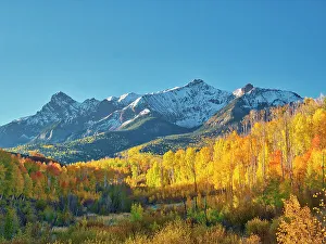 Dallas Divide Prints: USA, Colorado, Quray. Dallas Divide, sunrise on the Mt. Snaffles with autumn colors