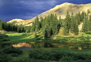 Red Mountain Prints: USA, Colorado. Red Mountain at sunset