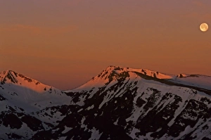 Images Dated 21st May 2010: USA, Colorado, Rocky Mountain National Park. Moonset over the Continental Divide
