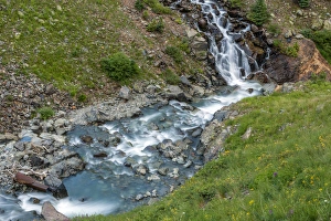 Images Dated 28th July 2015: USA, Colorado, San Juan Mountains. Animas River descends rocky hillside. Credit as