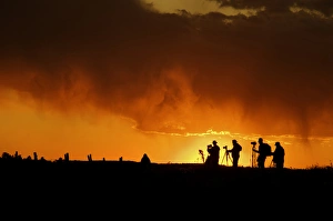 Images Dated 29th September 2011: USA, Colorado, San Juan Mountains. Silhouette of photographers at sunset. Credit as