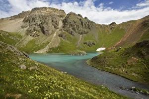 Bowl Prints: USA, Colorado, San Juan Mountains. Island Lakes green mineral water. Credit as