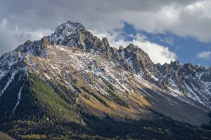 Sneffels Prints: USA, Colorado, San Juan Mountains, Uncompahgre National Forest, Evening light warms Mt