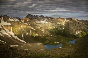 Images Dated 8th February 2018: USA, Colorado, Sneffels Range. Mountain and Blue Lakes Basin on spring morning. Credit as