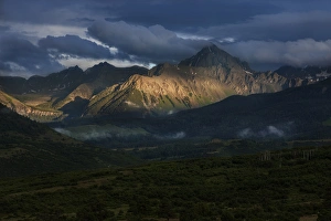 USA, Colorado, Sneffels Range. Sunset on mountain landscape