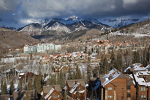 Images Dated 20th December 2011: USA, Colorado, Telluride, elevated view of Mountain Village Ski Area and The Peaks Resort