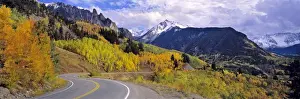 Winding Prints: USA, Colorado, Telluride. Highway 145 twists through the San Juan Mountains near Telluride