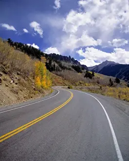 Asphalt Prints: USA, Colorado, Telluride. This mountain highway winds through the Telluride area of Colorado