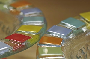 Artist Prints: USA. Colorful hand-made dish made of fused glass