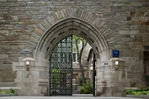 College Prints: USA, Connecticut, New Haven, Gated entrance to Masters House at Trumbull College