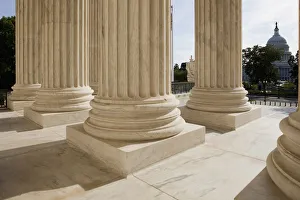 Images Dated 14th June 2009: USA, District of Columbia, Washington, DC, Columns at entrance to Supreme Court Building
