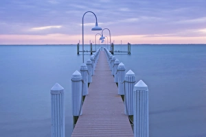 Sanibel Prints: USA, FL, Captiva, Private Dock at Dawn