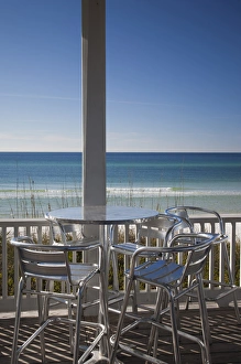 East Coast Prints: USA, Florida, Florida Panhandle, Seaside, beach pavillion, chairs