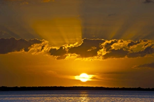 Lagoon Prints: USA, Florida, Key West. Vivid sunset on Floridas Key West