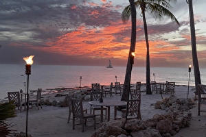 Images Dated 13th July 2024: USA, Florida, Little Palm Island. Dinner on the beach. (Editorial Use Only)