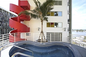 USA, Florida, Miami. The Atlantis Condominium, designed by Arquitectonica in 1982
