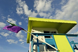 Miami Prints: USA, Florida, Miami, South Beach. Lifeguard station on South Beach