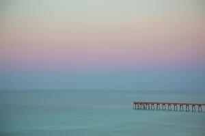 Joanne Wells Prints: USA, Florida, Pensacola Beach. Pier at Pensacola Beach in the early morning
