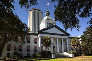 Patriotism Prints: USA, Florida, Tallahassee, old and new State Capitol buildings