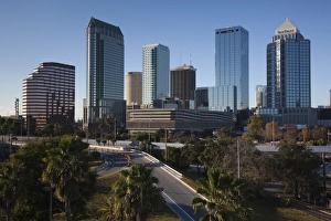 Tampa Prints: USA, Florida, Tampa, skyline from Rt. 618, late afternoon
