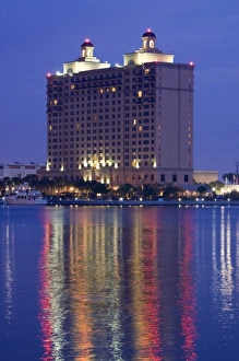 River Front Prints: USA, Georgia, Savannah, Building along the Savannah Harbor