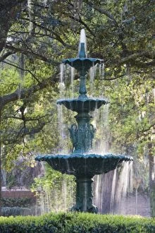USA, Georgia, Savannah. The fountain in Lafayette Square. The fountain was given