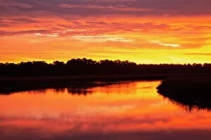 Joanne Wells Prints: USA, Georgia, Savannah. Sunrise along Grimball Creek